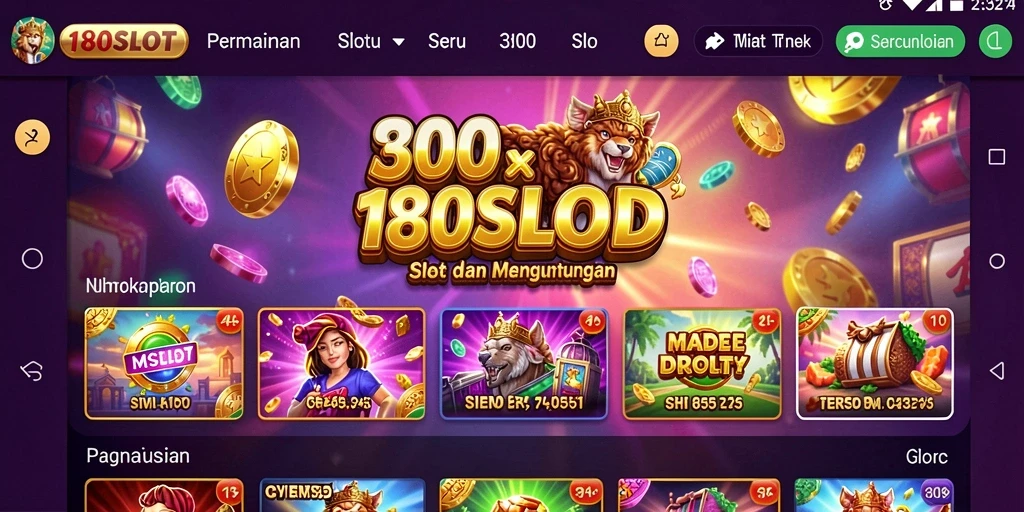 Tampilan gameplay seru di 180SLOT dengan berbagai slot yang menarik.