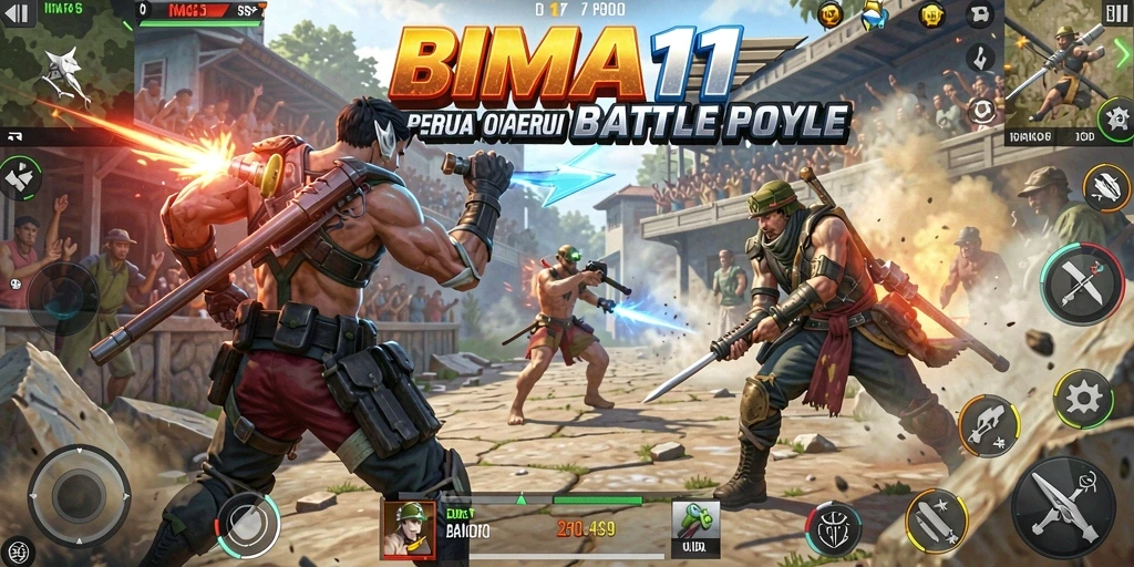 Screenshot BIMA11 menampilkan pertempuran intens di arena Battle Royale.