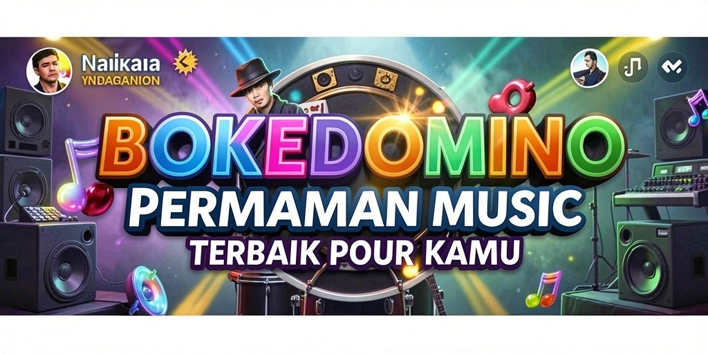 Tampilan gameplay BOKEDOMINO yang penuh energi dan musik.