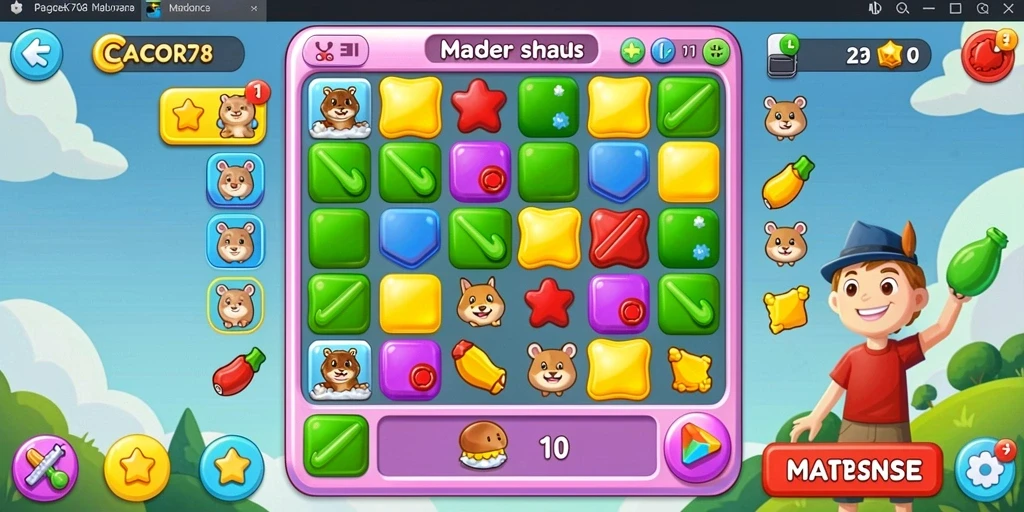 Tangkapan layar dari gameplay <strong>CACOR78</strong> yang menarik dengan level Match-3.