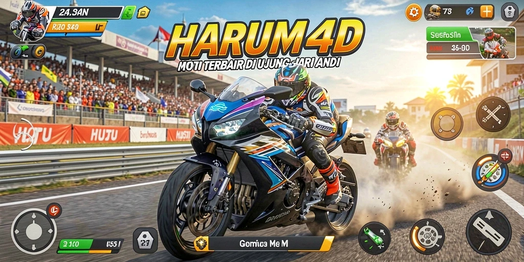 Tangkapan layar dari gameplay seru HARUM4D di lintasan balap.