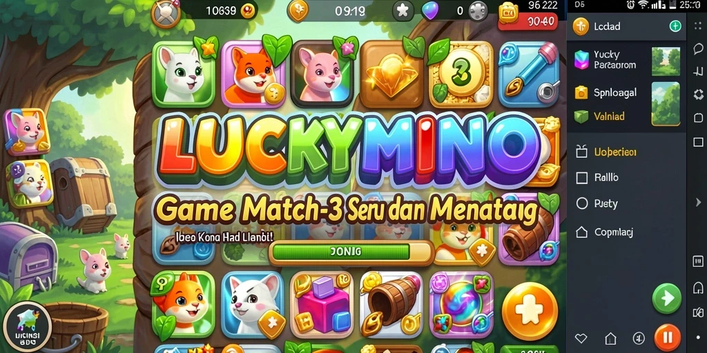 Tangkapan layar gameplay LUCKYMINO menampilkan momen menegangkan di level Match-3.