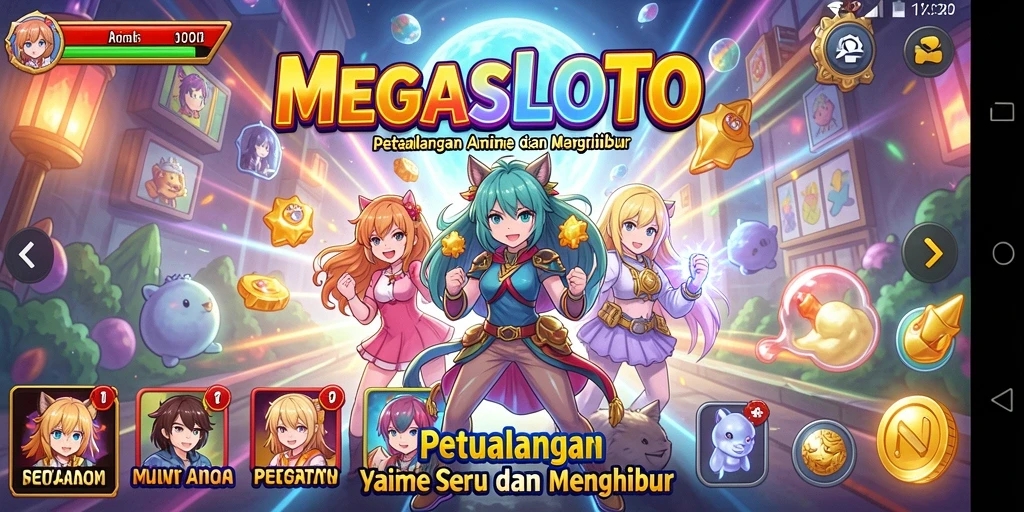 Gameplay seru dan interaktif dalam MEGASLOTO dengan karakter Anime unik.