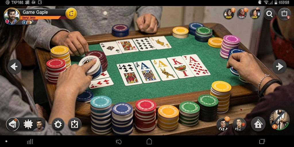 Screenshot gameplay TKP188 menampilkan serunya permainan Gaple.