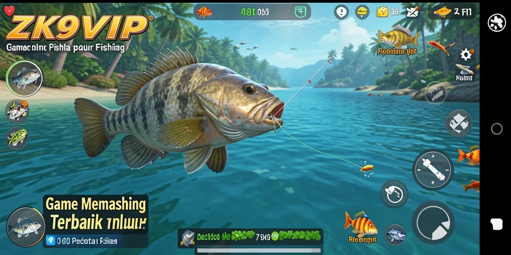 Tampilan menarik dari gameplay memancing ZK9VIP yang penuh warna.